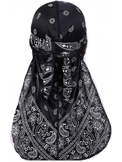 Skullies & Beanies Assorted Paisley Bandana Headwraps Womens - Black-navy Bule - CJ18SNL0NTU $13.14