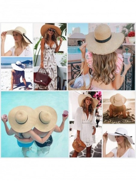 Sun Hats Wide Brim Straw Sun Hat- Beach Hat for Women- Navy- One Size - CX194OUNDDU $18.89