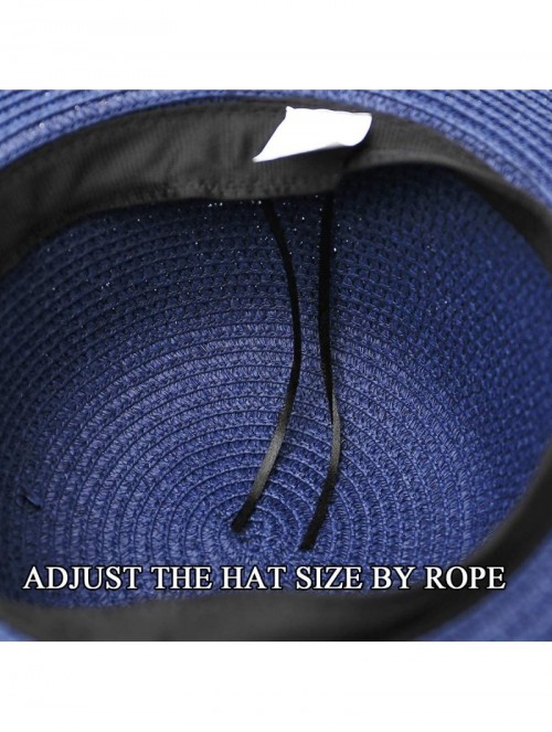 Sun Hats Wide Brim Straw Sun Hat- Beach Hat for Women- Navy- One Size - CX194OUNDDU $18.89