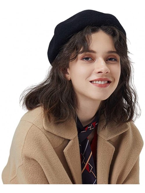 Berets Wool Beret French Hat Artist Hat Casual Hat for Autumn and Winter Fashion Hat for Women - Black - CO192QZCMZQ $26.83
