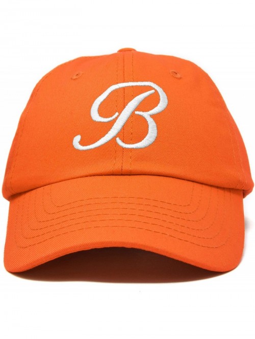 Baseball Caps Initial Hat Letter B Womens Baseball Cap Monogram Cursive Embroidered - Orange - CM18TTNIK80 $18.84