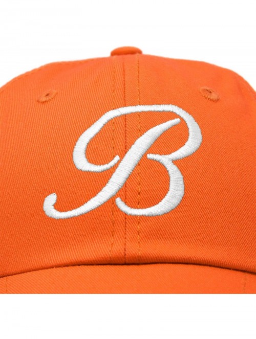 Baseball Caps Initial Hat Letter B Womens Baseball Cap Monogram Cursive Embroidered - Orange - CM18TTNIK80 $18.84