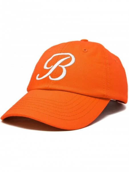 Baseball Caps Initial Hat Letter B Womens Baseball Cap Monogram Cursive Embroidered - Orange - CM18TTNIK80 $18.84