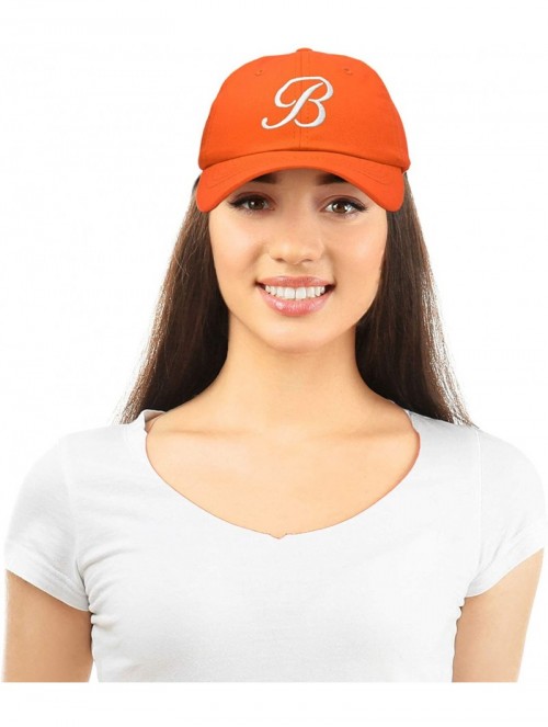 Baseball Caps Initial Hat Letter B Womens Baseball Cap Monogram Cursive Embroidered - Orange - CM18TTNIK80 $18.84