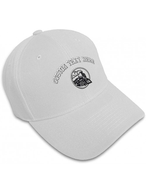 Baseball Caps Custom Baseball Cap Train Embroidery Dad Hats for Men & Women Strap Closure 1 Size - White - CT18Y623IAS $15.28