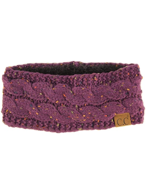 Cold Weather Headbands Winter CC Confetti Warm Fuzzy Fleece Lined Thick Knit Headband Headwrap Hat Cap - Purple - CA1888MINUX...