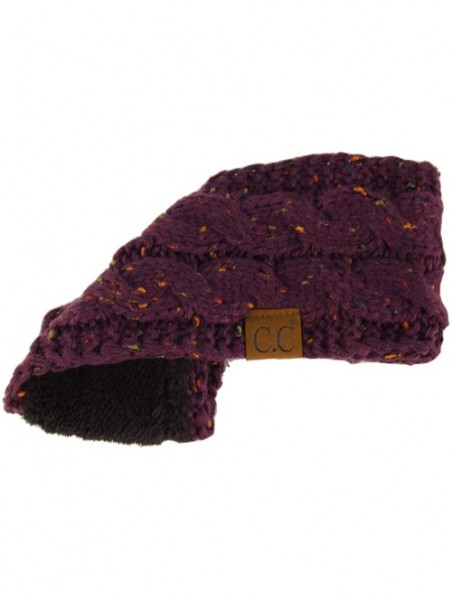 Cold Weather Headbands Winter CC Confetti Warm Fuzzy Fleece Lined Thick Knit Headband Headwrap Hat Cap - Purple - CA1888MINUX...