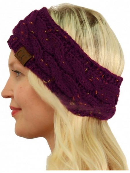 Cold Weather Headbands Winter CC Confetti Warm Fuzzy Fleece Lined Thick Knit Headband Headwrap Hat Cap - Purple - CA1888MINUX...