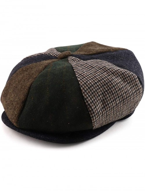 Newsboy Caps Men's Oversize XXL Wool 8 Quarter Satin Lined Winter Newsboy Cap - Brown-olive - CG19343AOQS $46.26