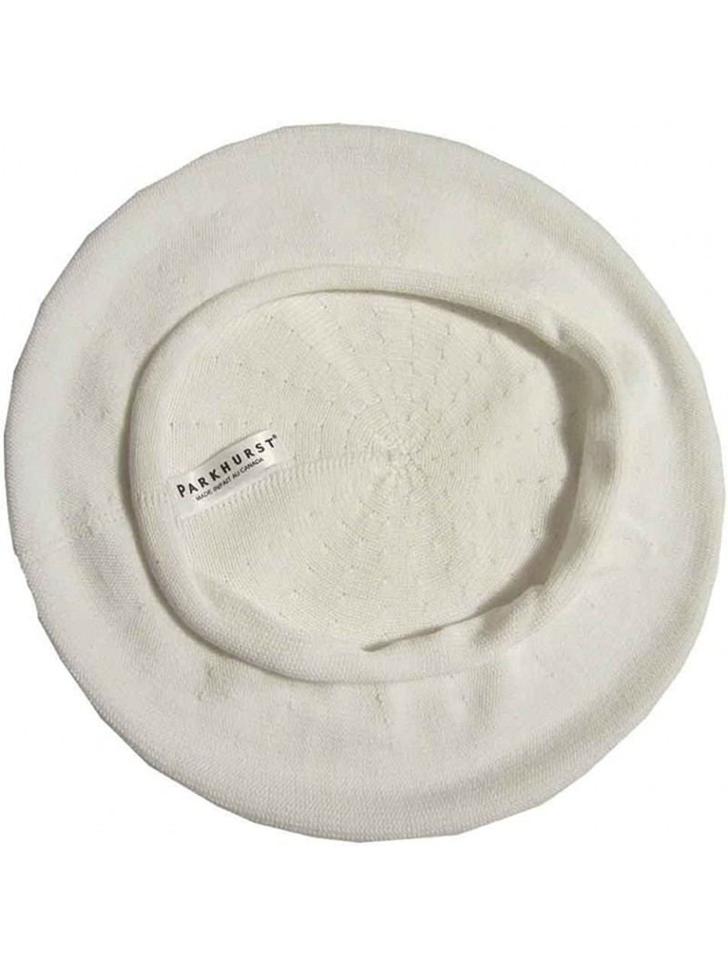 Berets 11-1/2 Inch Cotton Knit Beret - White - C1128N0CWYR $44.74