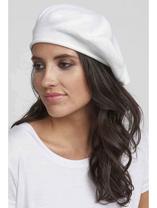 Berets 11-1/2 Inch Cotton Knit Beret - White - C1128N0CWYR $44.74