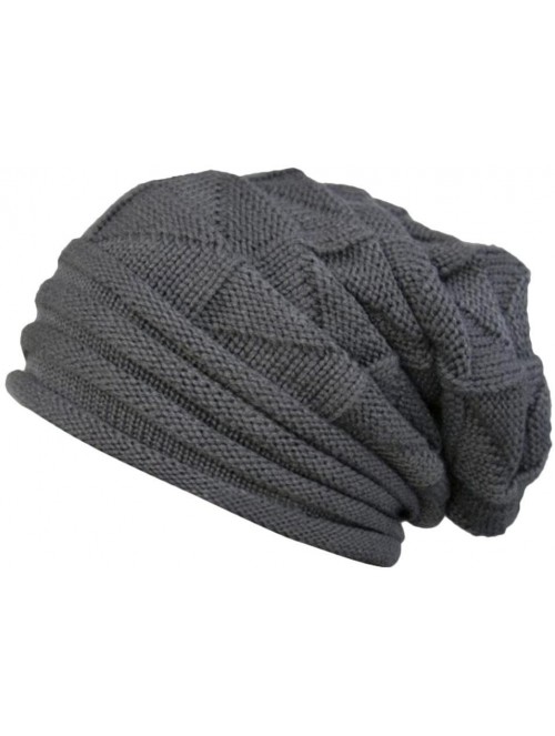 Skullies & Beanies Pleated Cuffed Wool Knit Hat- Sttech1 Women Winter Crochet Hat Wool Knit Beanie Warm Caps (Gray) - Gray - ...