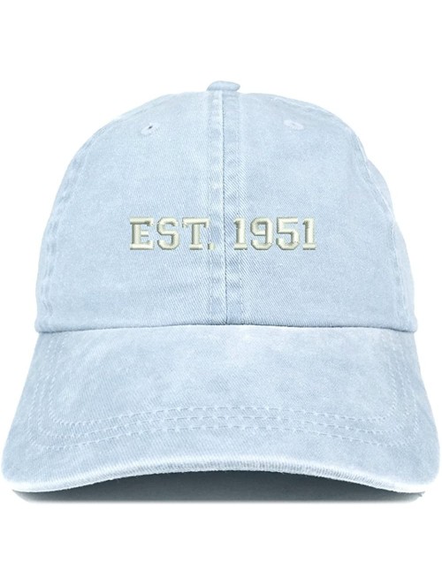 Baseball Caps EST 1951 Embroidered - 69th Birthday Gift Pigment Dyed Washed Cap - Light Blue - CO180QKY67T $18.12
