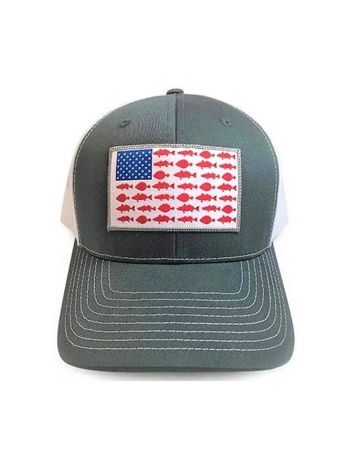 Baseball Caps American Flag Gulf Slam Trucker Hat Redfish Flounder Trout Mesh Snapback Caps - CM18XWWSMS8 $31.54