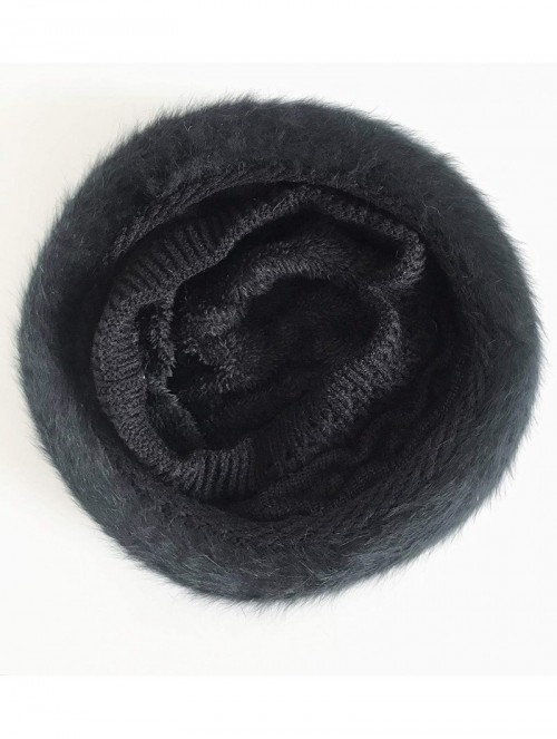 Berets Women Winter French Beret Hat Wool Knit Berets Beanie Classic Warm Casual Hat - Black - CR18Z4T9SIL $18.58