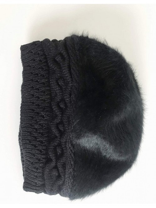 Berets Women Winter French Beret Hat Wool Knit Berets Beanie Classic Warm Casual Hat - Black - CR18Z4T9SIL $18.58