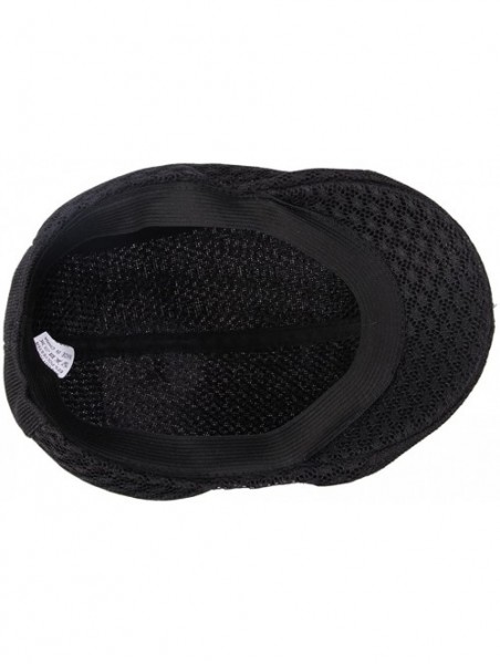 Newsboy Caps Mesh Cotton Ivy Cap Driver Hat - Black - CU11KVI1N8V $10.97