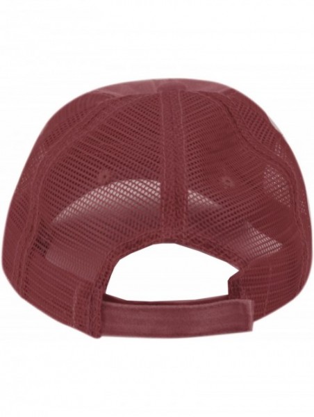 Baseball Caps Low Profile Unstructured HAT Twill Distressed MESH Trucker CAPS - Burgundy - C912NA7W8XS $17.10