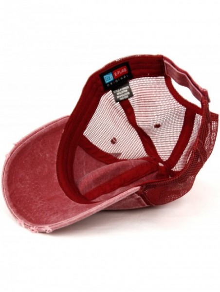 Baseball Caps Low Profile Unstructured HAT Twill Distressed MESH Trucker CAPS - Burgundy - C912NA7W8XS $17.10