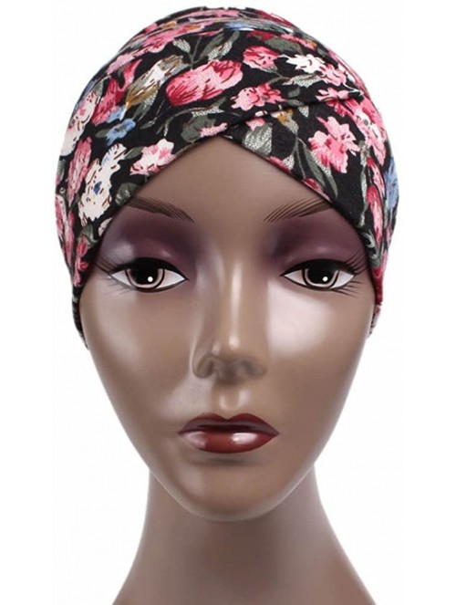 Skullies & Beanies Chemo Floral Beanie Shower Scarf Turban Multifunctional Head Wrap Cap - E - CH185Y40Q58 $10.10