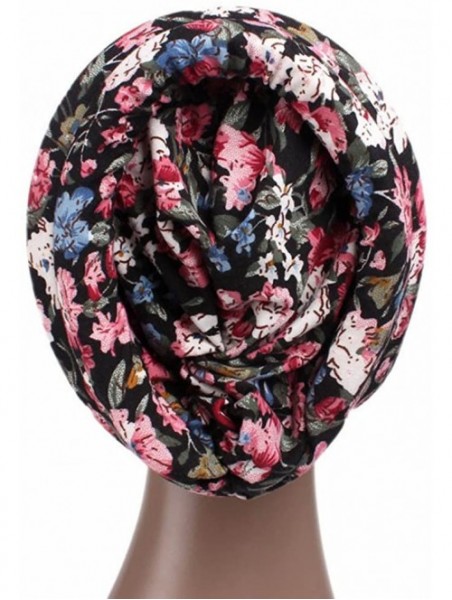 Skullies & Beanies Chemo Floral Beanie Shower Scarf Turban Multifunctional Head Wrap Cap - E - CH185Y40Q58 $10.10