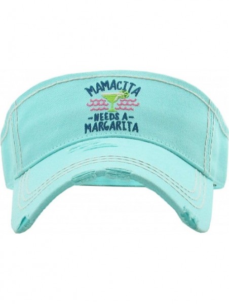 Baseball Caps Womens Baseball Cap High Ponytail Bun Half Visor Adjustable Athletic Hat - Mamacita Needs a Margariata - Mint -...