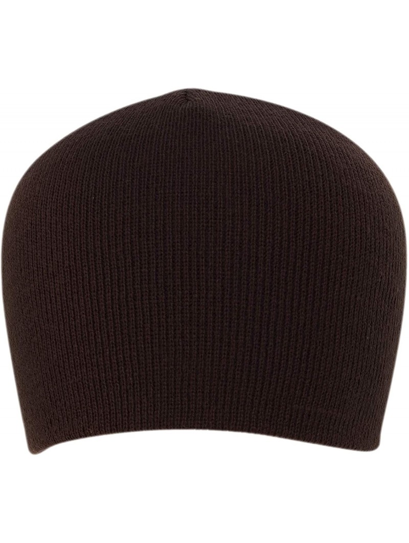 Skullies & Beanies 100% Soft Acrylic Solid Color Beanie Winter Hat - Skull Knit Cap - Made in USA - Brown - CB187IXQA7I $38.71