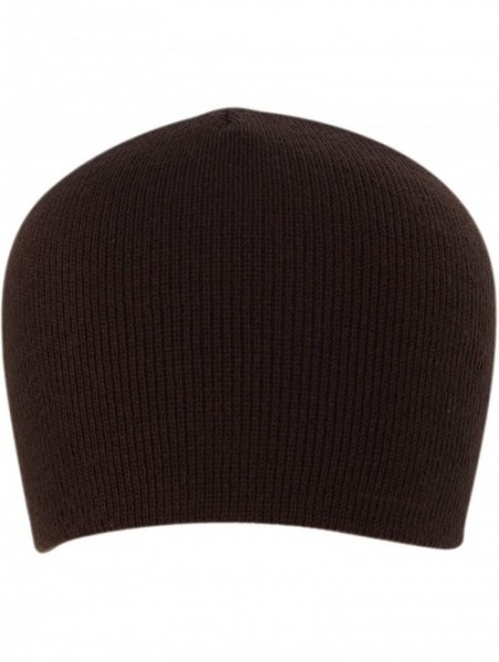 Skullies & Beanies 100% Soft Acrylic Solid Color Beanie Winter Hat - Skull Knit Cap - Made in USA - Brown - CB187IXQA7I $38.71