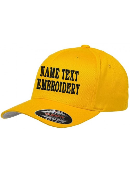 Baseball Caps Custom Embroidery Hat Flexfit 6277 Personalized Text Embroidered Fitted Size Cap - Gold Yellow - CL180UMW2Y2 $2...