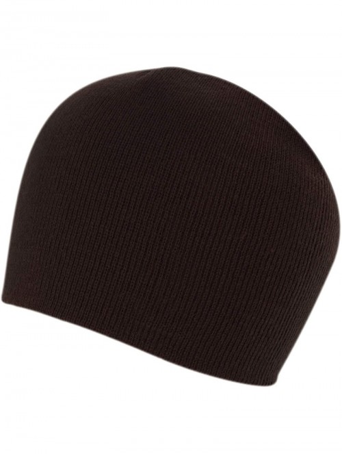 Skullies & Beanies 100% Soft Acrylic Solid Color Beanie Winter Hat - Skull Knit Cap - Made in USA - Brown - CB187IXQA7I $38.71