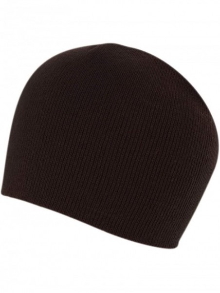 Skullies & Beanies 100% Soft Acrylic Solid Color Beanie Winter Hat - Skull Knit Cap - Made in USA - Brown - CB187IXQA7I $38.71