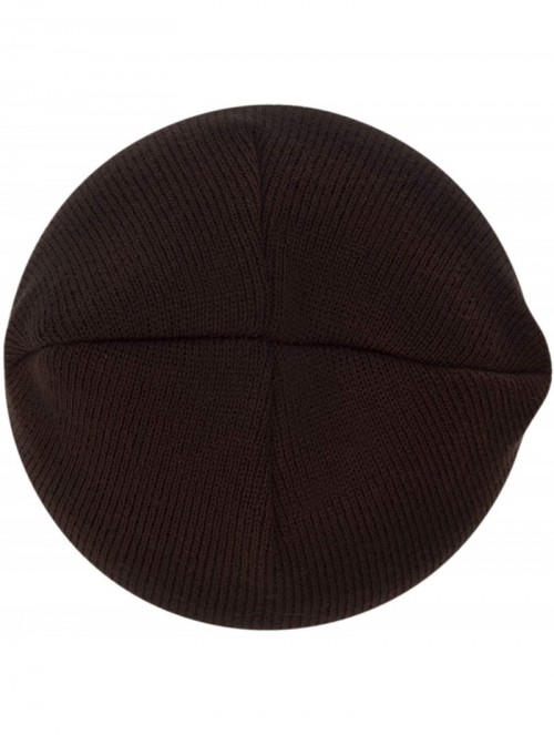 Skullies & Beanies 100% Soft Acrylic Solid Color Beanie Winter Hat - Skull Knit Cap - Made in USA - Brown - CB187IXQA7I $38.71