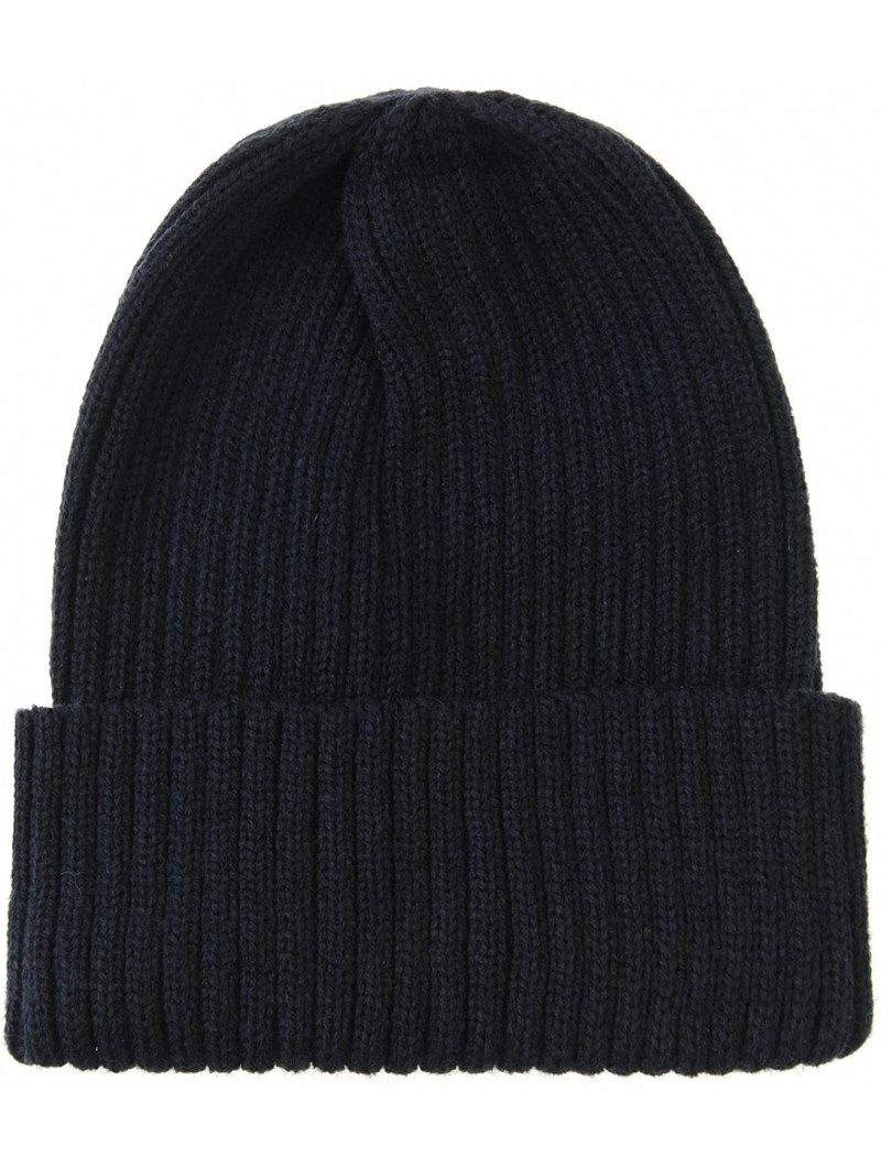 Skullies & Beanies Knitted Ribbed Beanie Hat Basic Plain Solid Watch Cap AC5846 - Navy - C8187E6LYX4 $21.70