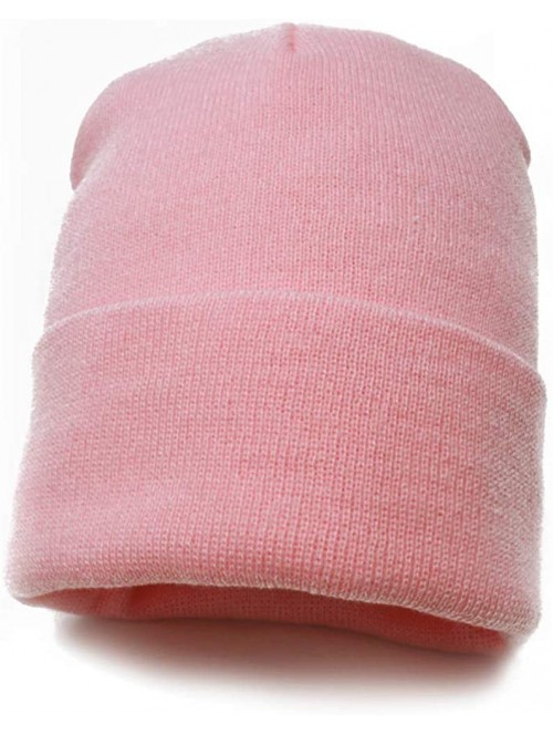 Skullies & Beanies Classic Cuff Beanie Hat Winter Skully Hat Knit Ski Hat Toque Made in USA - Pink - CD188G636NS $15.05