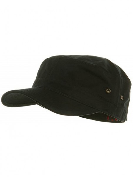 Baseball Caps Military Style Solid Blank GI Flat Top Cadet Cotton Castro Patrol Fitted Cap Hat - Black - C3185XLHCSW $21.74