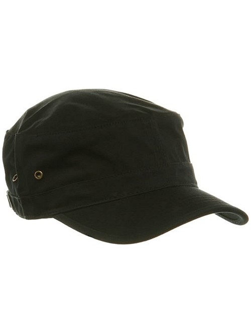 Baseball Caps Military Style Solid Blank GI Flat Top Cadet Cotton Castro Patrol Fitted Cap Hat - Black - C3185XLHCSW $21.74