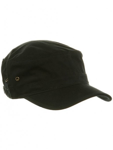 Baseball Caps Military Style Solid Blank GI Flat Top Cadet Cotton Castro Patrol Fitted Cap Hat - Black - C3185XLHCSW $21.74