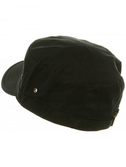 Baseball Caps Military Style Solid Blank GI Flat Top Cadet Cotton Castro Patrol Fitted Cap Hat - Black - C3185XLHCSW $21.74