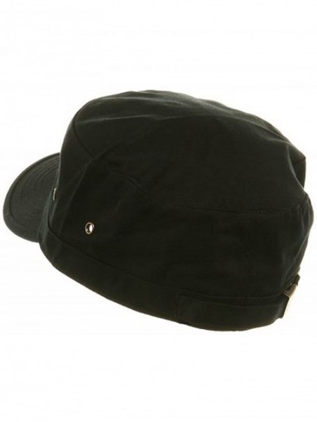 Baseball Caps Military Style Solid Blank GI Flat Top Cadet Cotton Castro Patrol Fitted Cap Hat - Black - C3185XLHCSW $21.74