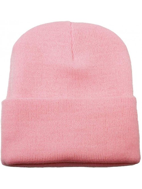 Skullies & Beanies Classic Cuff Beanie Hat Winter Skully Hat Knit Ski Hat Toque Made in USA - Pink - CD188G636NS $15.05