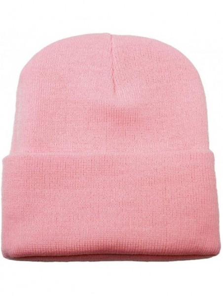 Skullies & Beanies Classic Cuff Beanie Hat Winter Skully Hat Knit Ski Hat Toque Made in USA - Pink - CD188G636NS $15.05