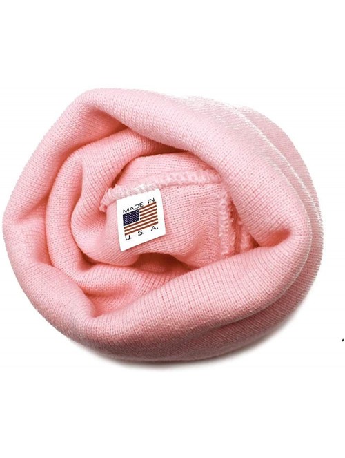 Skullies & Beanies Classic Cuff Beanie Hat Winter Skully Hat Knit Ski Hat Toque Made in USA - Pink - CD188G636NS $15.05