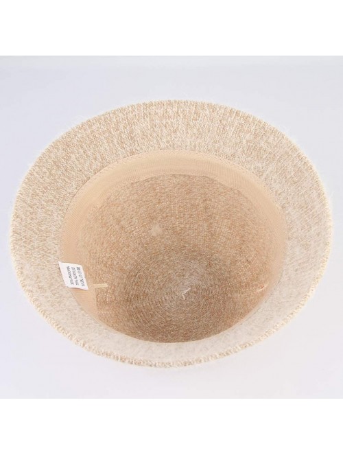 Bucket Hats Women Solid Angora Crochet Bucket Hat Vintage Wide Brim Cloche Hat - Beige - CQ18IG0W9XY $13.60