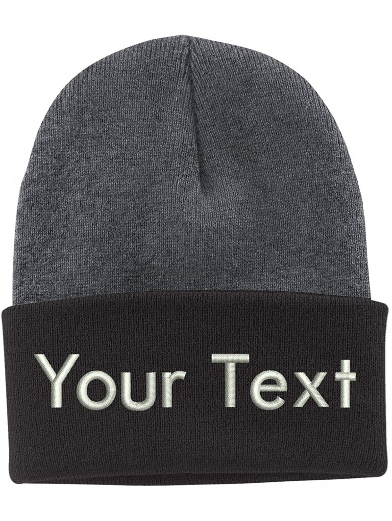 Skullies & Beanies Design Your Own Beanie Custom Beanie - Dark Grey/Black - CF18YWQNQL3 $19.51