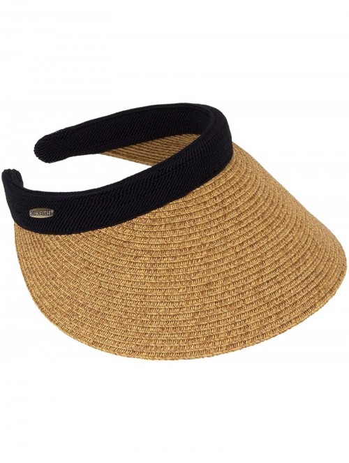 Visors Braided 4 Inch Toyo Brim Clip On Visor with Sweatband - Toast - CP18L9Z98EY $18.72