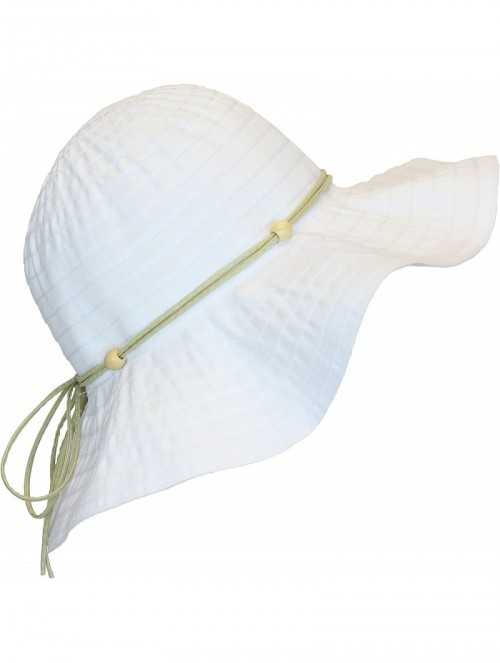 Sun Hats Women's Summer Hat w/Beads and Leatherette Trim- UPF 50+- Packable/Crushable - White - C312DZTN5YR $26.67