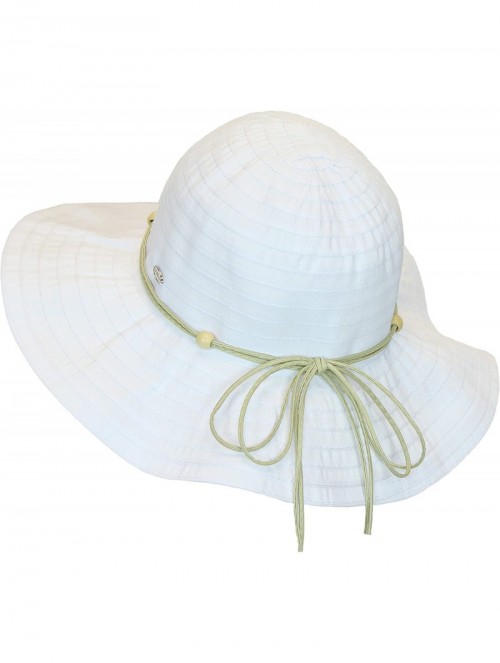 Sun Hats Women's Summer Hat w/Beads and Leatherette Trim- UPF 50+- Packable/Crushable - White - C312DZTN5YR $26.67