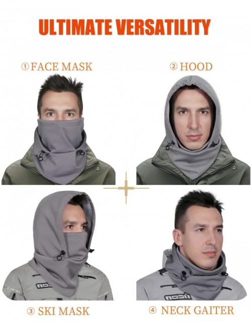 Balaclavas Balaclava Outdoor Sport Hoodie Face Warmer- Thermal Windproof Hood - Gray - CD18ZSGZDTY $17.08