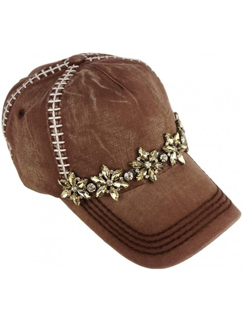 Baseball Caps Football Themed Glitz Baseball Cap - White Laced Stitching- Game Day - Topazlovelle - CI1854Y720S $52.30