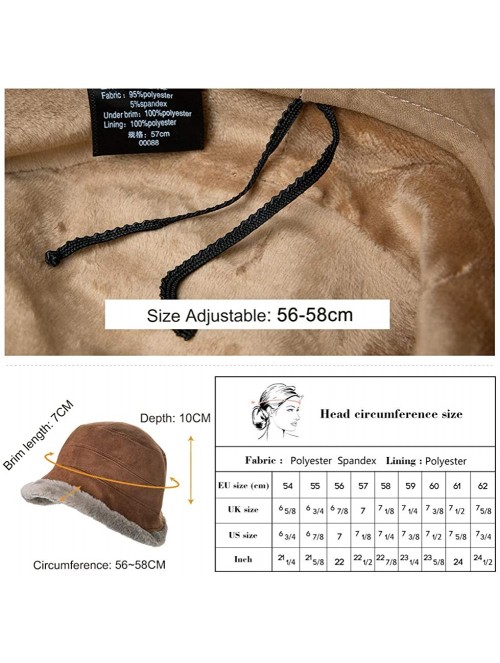 Bucket Hats Ladies Wool Cloche Hats Winter Bucket Hat 1920s Vintage Derby Hat Foldable - 00088_brown - C0192DUH0RW $18.78